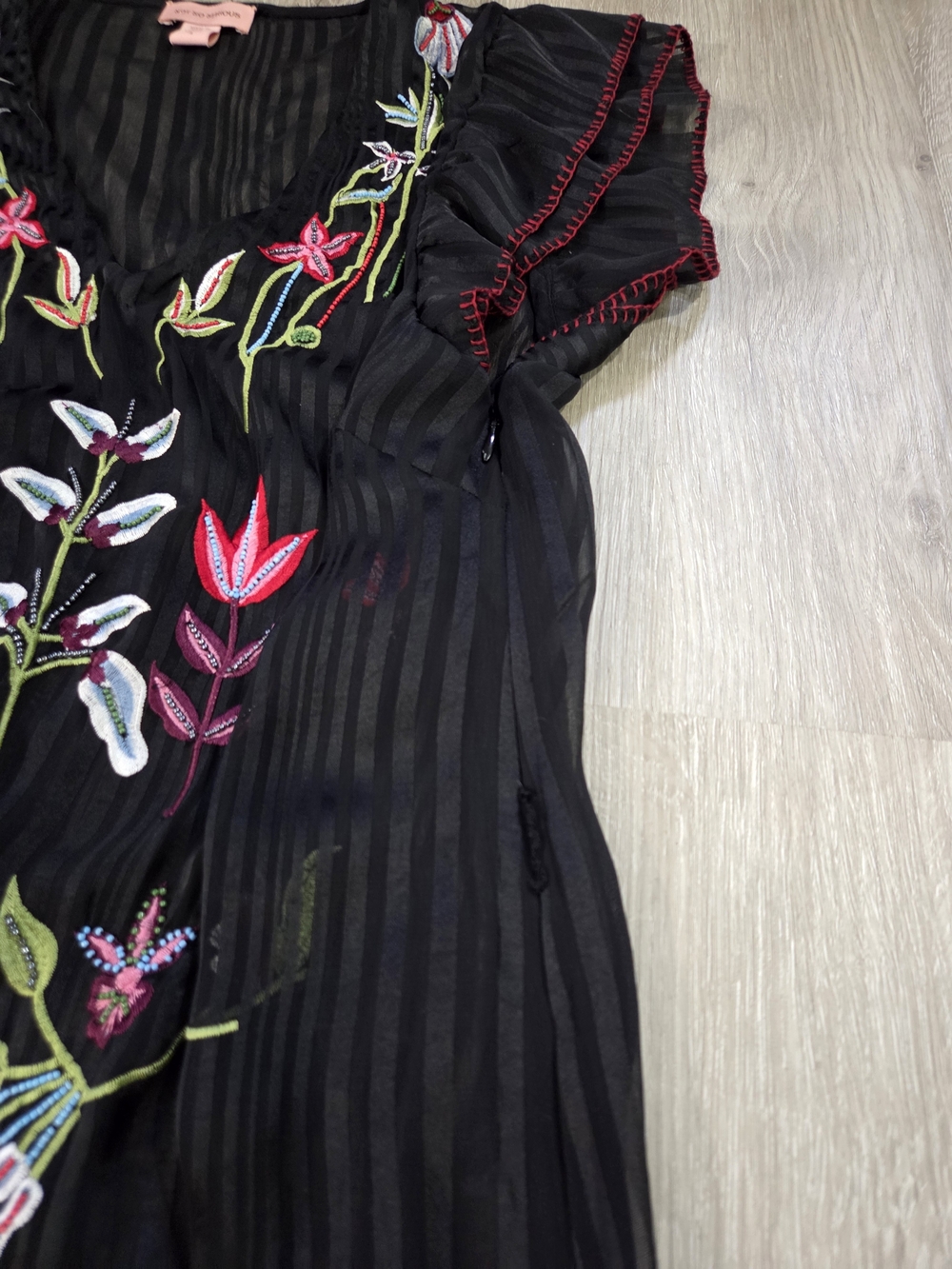 Anthropologie "Not So Serious" Corsica Beaded Embroidered Floral Maxi Dress - Picture 7 of 15